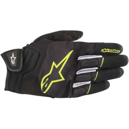 AlpineStars Atom Gloves, Black Fluro Yellow, Small/56